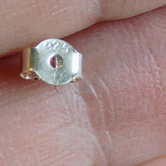 Sterling Silver Labradorite Stud Earrings 1/2" Diameter Round Ball Setting - Picture 5 of 6